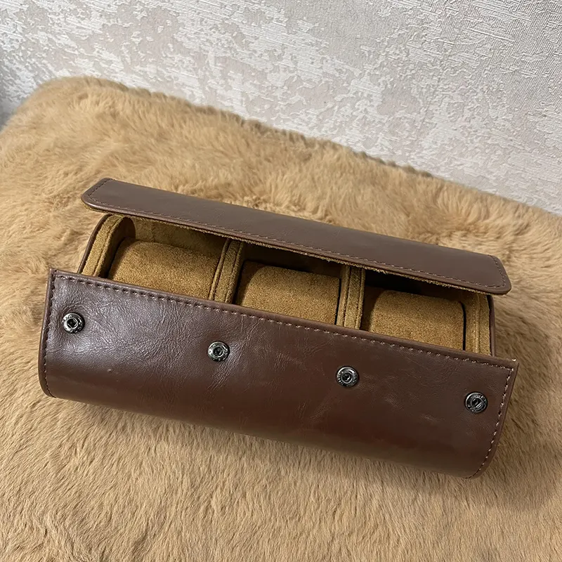 3 Slots Premium Leather Travel Watch Box
